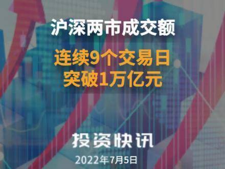 沪深两市成交额连续第62个交易日突破1万亿元